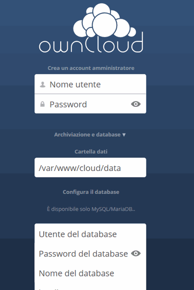 credenziali owncloud