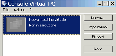 schermata principale virtual pc 2007